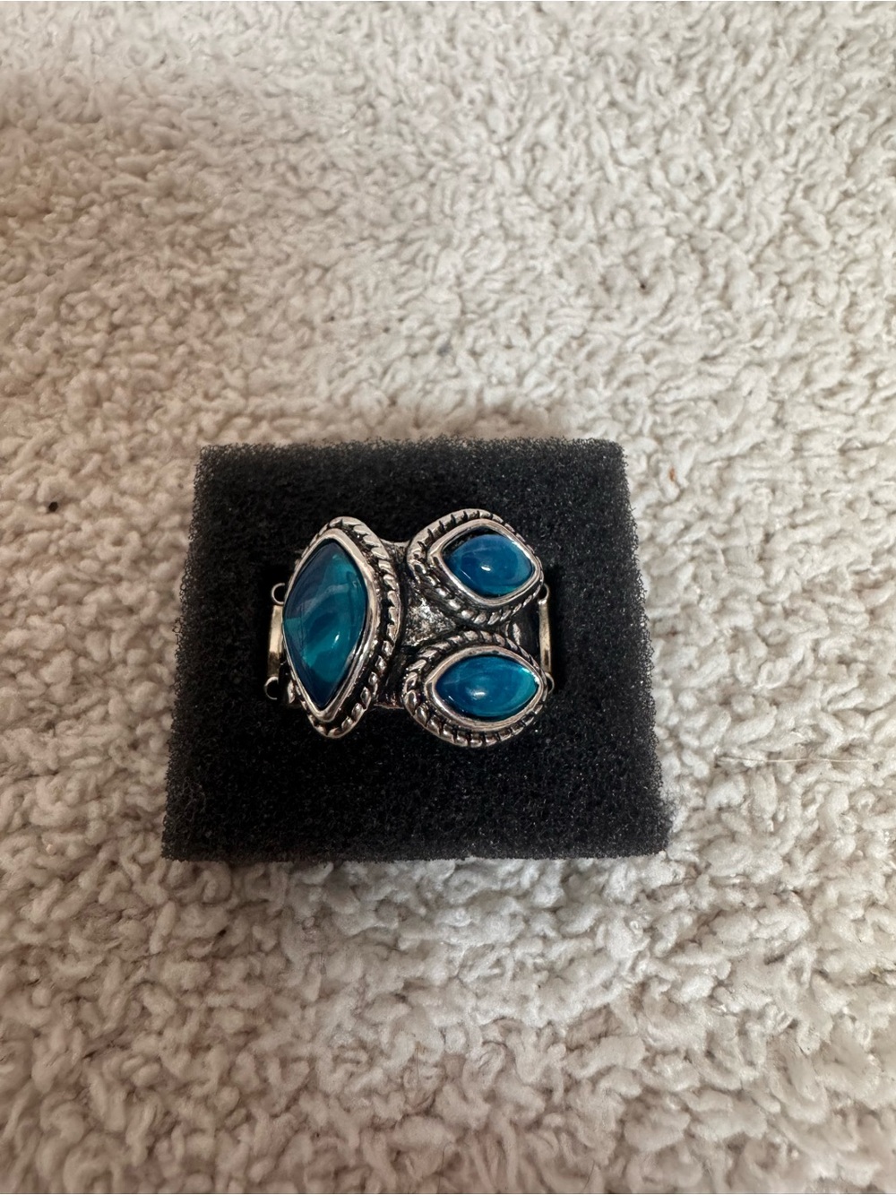 Paparazzi Turquoise Blue Cabochon Silver-Tone Statement Ring